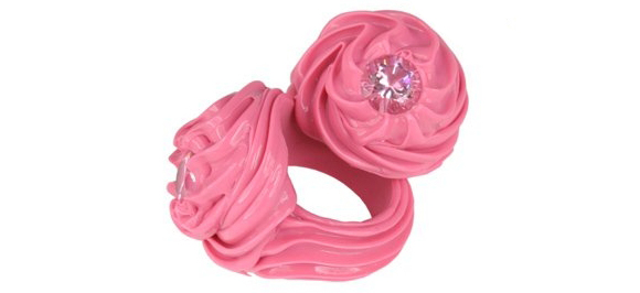 Tanja Hartmann - Meringue Ring food pink meringa anello kawaii cute zircone brillante