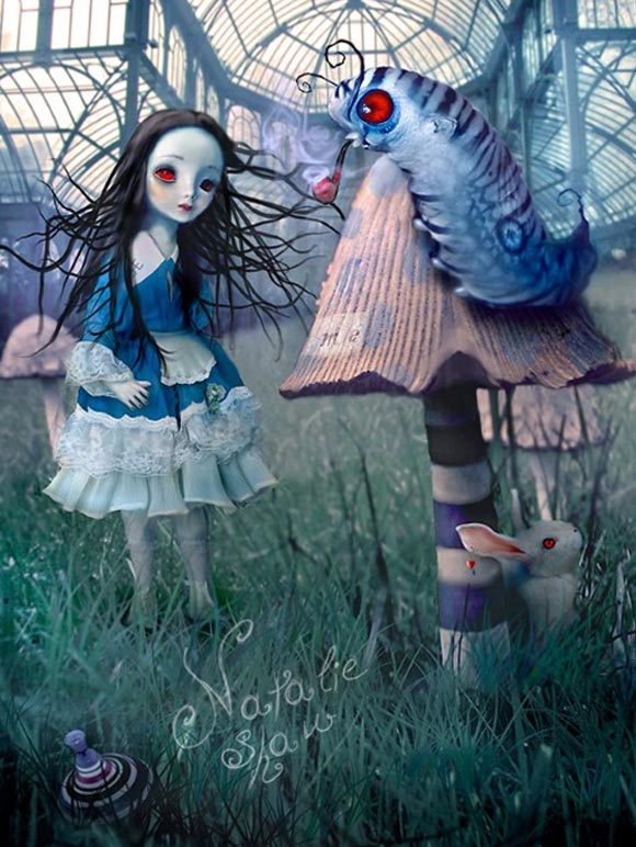 Natalie Shau, painting, dream, Alice, The Blue Caterpillar, wonderland