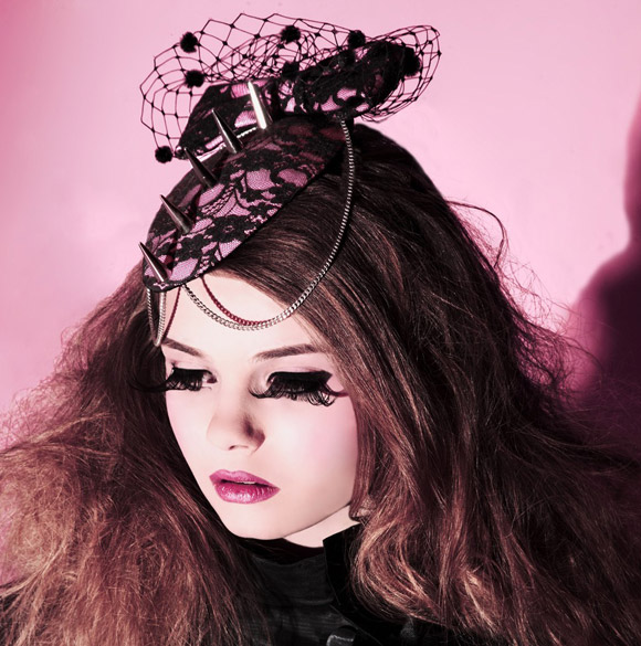 Katherina Andreeva - Punk Gothic Mini Hat Fascinator with Spikes