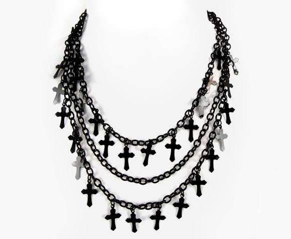 Dysfunctional Doll - Black Gothic Victorian Cross Necklace Deathrock Vampire