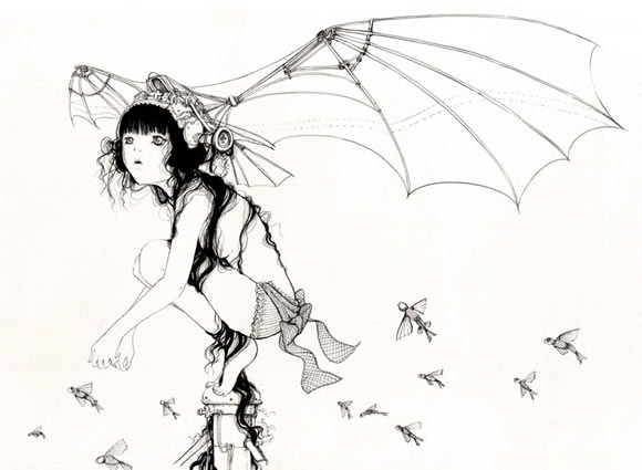 Camilla D'Errico - The Wings, cute kawaii manga girl with mechanical wings