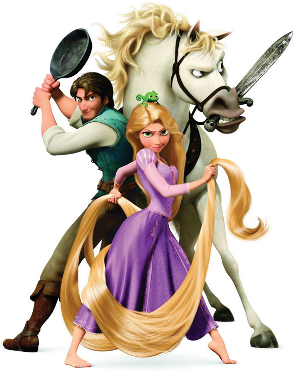 Tangled / Rapunzel - Pascal, Rapunzel, Flynn Rider (Eugene Fitzherbert), Maximus