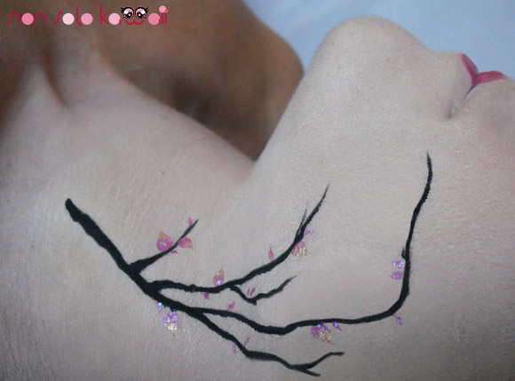 Cherry Blossom Branch neve cosmetics swatch and make-up by non solo kawaii