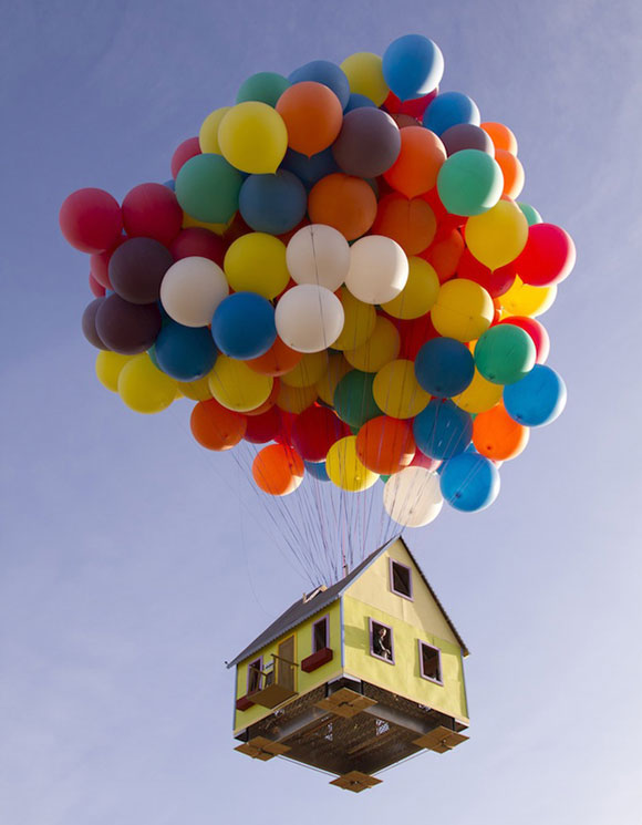 real kawaii flying house of Up Disney Pixar movie, National Geographic Channel - How Hard Can it Be?