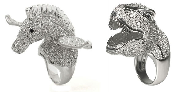 Noir Jewelry - Pegasus Ring, T-Rex Ring - Anello Pegaso e Anello T-Rex - Swarovski