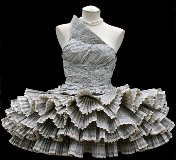 Kelly Murray Jolis Paons, Paper Dress tutu, fashion and recycle paper, moda e reciclo carta