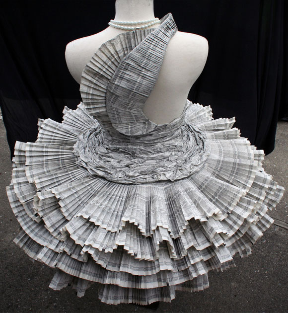 Kelly Murray Jolis Paons, Paper Dress tutu, fashion and recycle paper, moda e reciclo carta