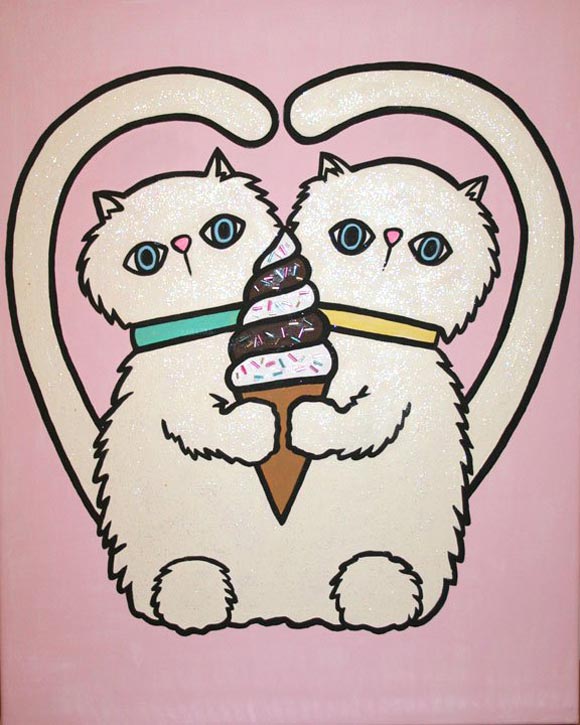 Maria Ewing Locketship - Double Kitty Swirl, Kittens & Ice Cream, gatti e gelato