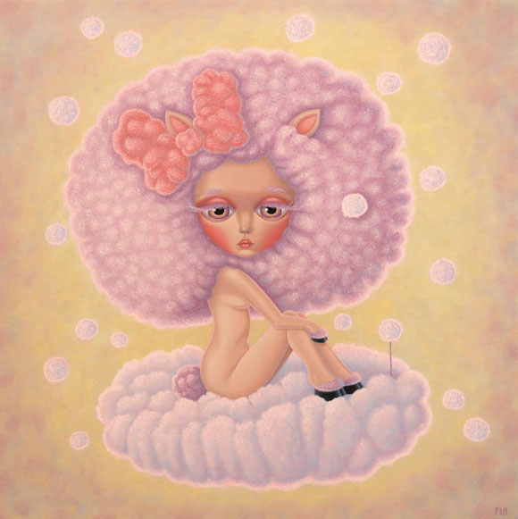 Maria Rozalia Finna - Resting in a Fuzzy Zone, cute sheep girl, ragazza pecora