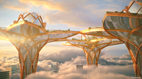 City in the sky by Tsvetan Toshkov, Megatropolis project