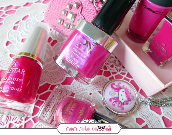 smalti rosa e fucsia corallo, cherry pink and fuchsia nail polishes