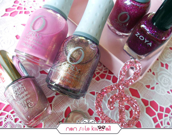 smalti rosa e fucsia glitterati, Sparkling Pink nail polishes