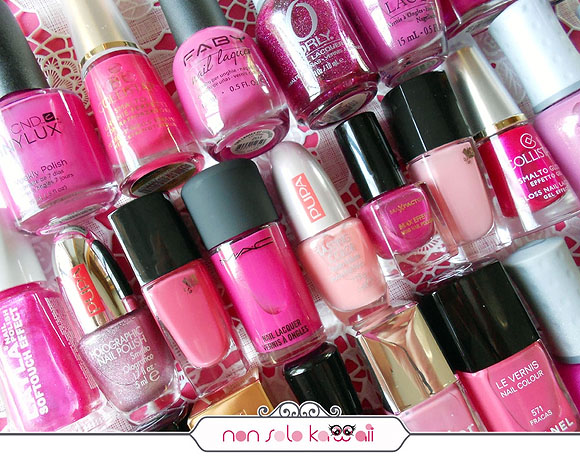 smalti rosa e fucsia, pink and fuchsia nail polishes