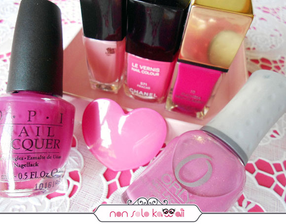 smalti rosa e fucsia, pink and fuchsia nail polishes