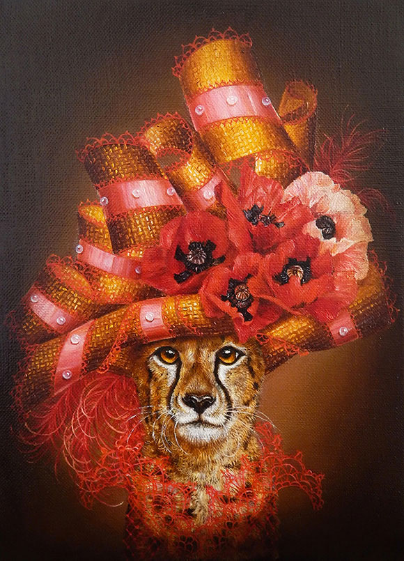  Marc le Rest, Cheetah with Poppies (Fleurs) | The Mad Hatter, Modern Eden Gallery