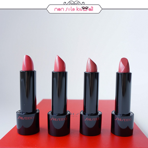 non solo Kawaii - Rouge Rouge by Shiseido | RD305 Murrey, RD309 Coral Shore, RD713 Hushed Tones, RD714 Sweet Desire